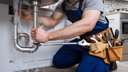 Technician using electronic equipment to detect a plumbing leak in Fort Collins